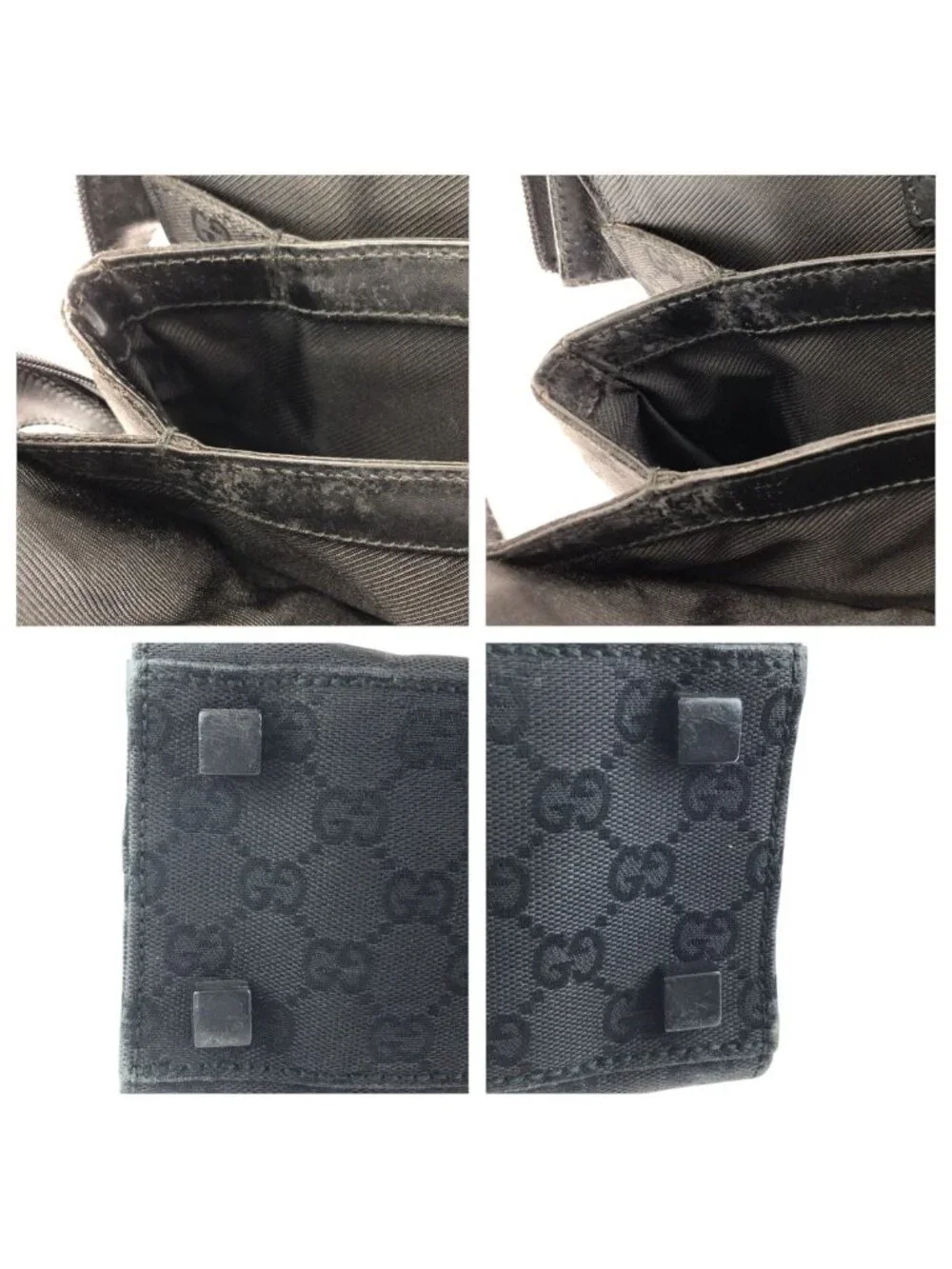 Gucci Black Silver GG Canvas Leather Business Briefcase